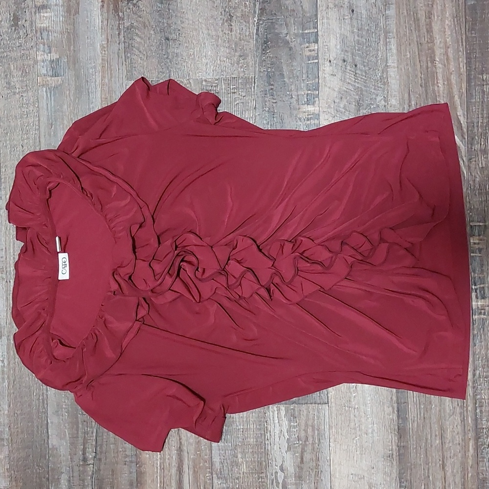 Ruffled Cato Burgundy top